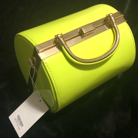 Handbags - Neon Yellow Barrel Crossbody bag.